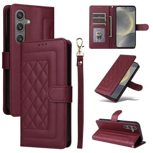 For Samsung Galaxy S24 5G Diamond Lattice Leather Flip Phone Case(Wine Red) - HoMEdemic™ 