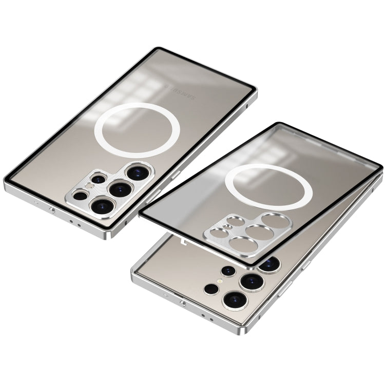 For Samsung Galaxy S24 Ultra 5G Snap Buckle Metal Frame Frosted MagSafe Phone Case(Silver) - HoMEdemic™ 