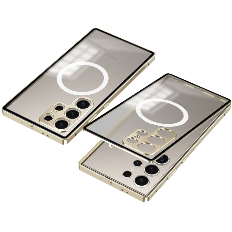 For Samsung Galaxy S24 Ultra 5G Snap Buckle Metal Frame Frosted MagSafe Phone Case(Gold) - HoMEdemic™ 