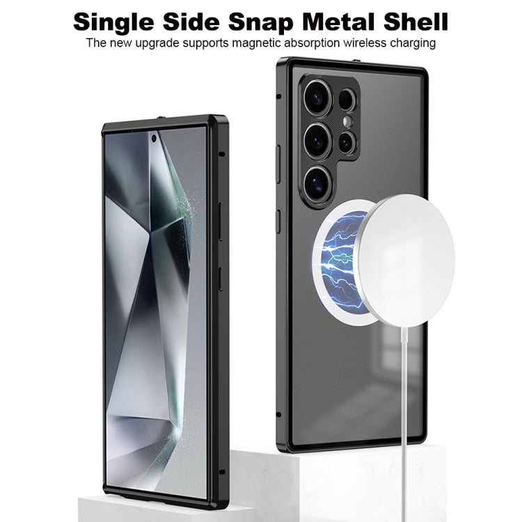 For Samsung Galaxy S24 Ultra 5G Snap Buckle Metal Frame Frosted MagSafe Phone Case(Black) - HoMEdemic™ 
