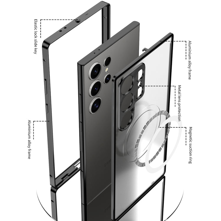 For Samsung Galaxy S24 Ultra 5G Snap Buckle Metal Frame Frosted MagSafe Phone Case(Silver) - HoMEdemic™ 