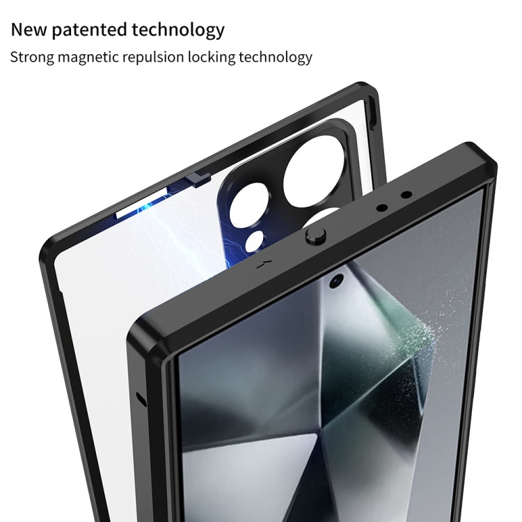 For Samsung Galaxy S24 Ultra 5G Snap Buckle Metal Frame Frosted MagSafe Phone Case(Black) - HoMEdemic™ 