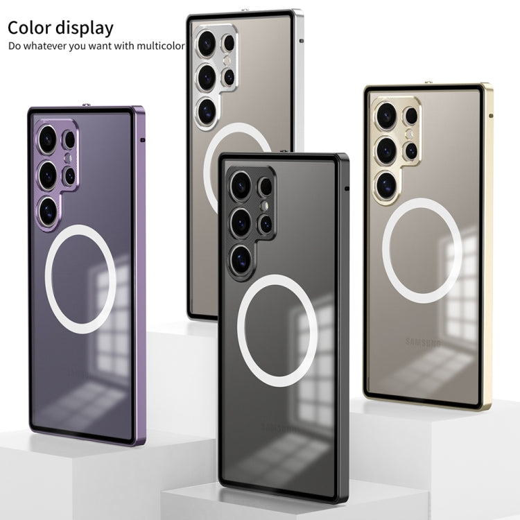 For Samsung Galaxy S24 Ultra 5G Snap Buckle Metal Frame Frosted MagSafe Phone Case(Silver) - HoMEdemic™ 