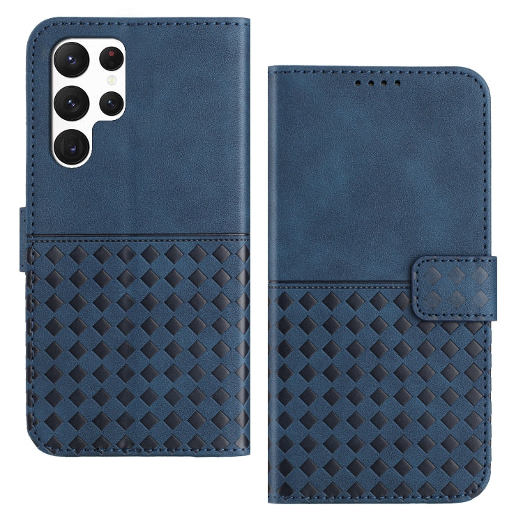For Samsung Galaxy S24 Ultra 5G Woven Embossed RFID Blocking Leather Phone Case(Blue) - HoMEdemic™ 