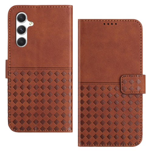 For Samsung Galaxy S24 5G Woven Embossed RFID Blocking Leather Phone Case(Brown) - HoMEdemic™ 