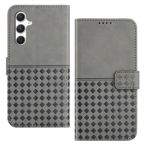 For Samsung Galaxy S24 5G Woven Embossed RFID Blocking Leather Phone Case(Grey) - HoMEdemic™ 