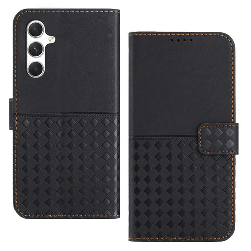 For Samsung Galaxy S24 5G Woven Embossed RFID Blocking Leather Phone Case(Black) - HoMEdemic™ 