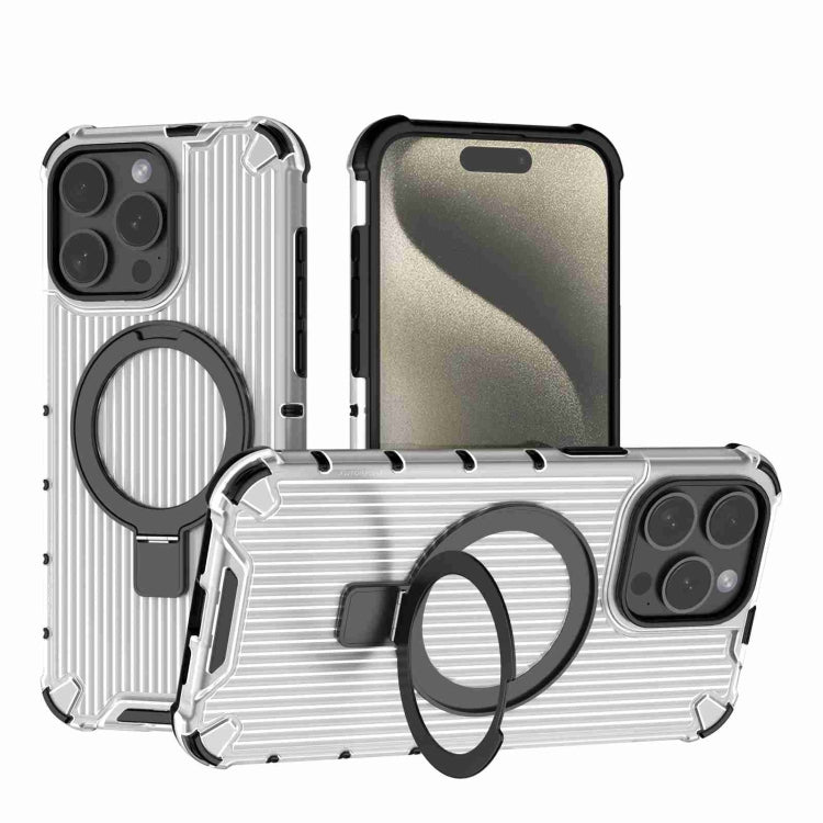 For iPhone 15 Pro Max Grating Holder Shockproof Phone Case(Transparent) - HoMEdemic™ 