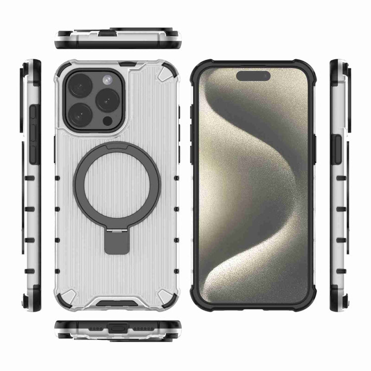 For iPhone 15 Pro Max Grating Holder Shockproof Phone Case(Transparent) - HoMEdemic™ 