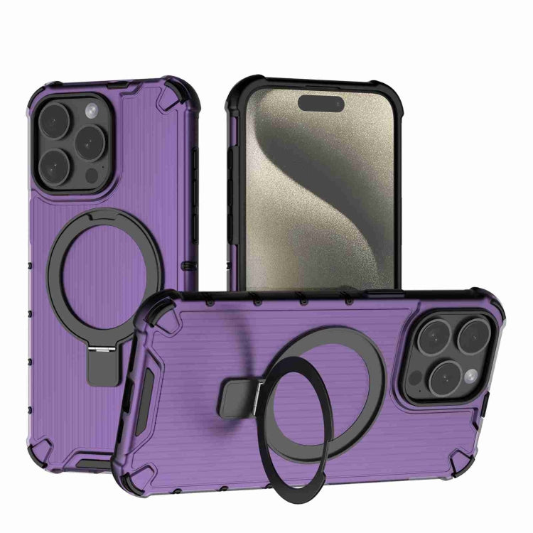 For iPhone 15 Pro Max Grating Holder Shockproof Phone Case(Purple) - HoMEdemic™ 