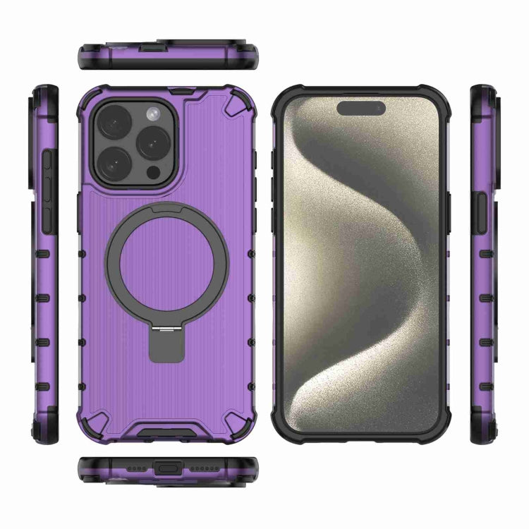 For iPhone 15 Pro Max Grating Holder Shockproof Phone Case(Purple) - HoMEdemic™ 
