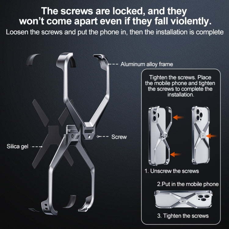 For iPhone 15 Pro Frameless X-shaped Metal Phone Case(Grey) - HoMEdemic™ 