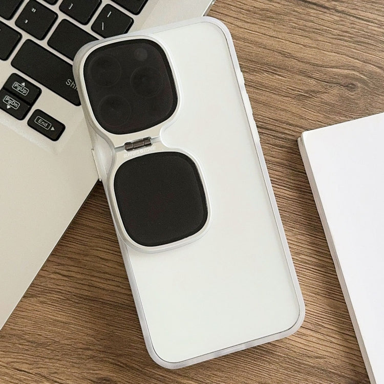 For iPhone 15 Pro Metal Sunglasses Holder TPU + PC Phone Case(White) - HoMEdemic™ 