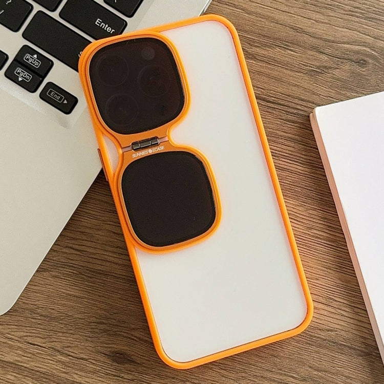 For iPhone 15 Pro Metal Sunglasses Holder TPU + PC Phone Case(Orange) - HoMEdemic™ 