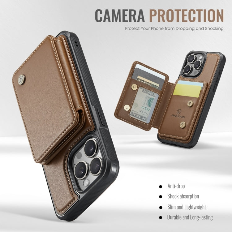 For iPhone 13 Pro JEEHOOD J05 Business Magnetic Style RFID Leather Phone Case(Brown) - HoMEdemic™ 