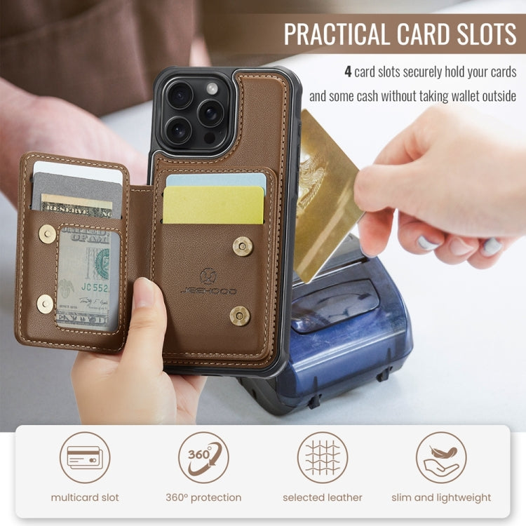 For iPhone 13 Pro JEEHOOD J05 Business Magnetic Style RFID Leather Phone Case(Brown) - HoMEdemic™ 