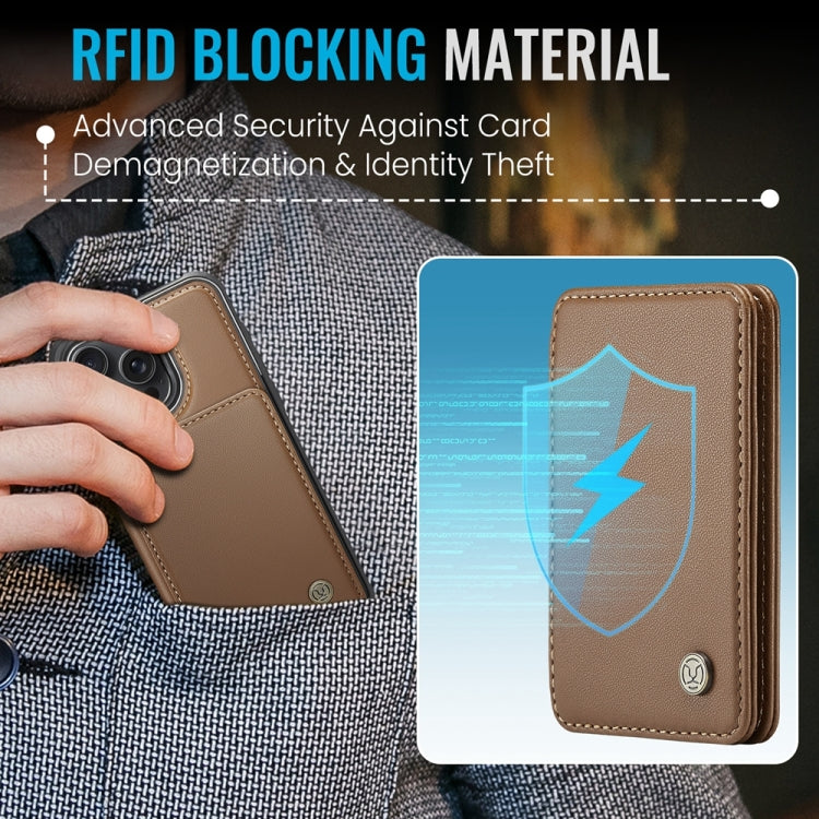 For iPhone 13 Pro JEEHOOD J05 Business Magnetic Style RFID Leather Phone Case(Brown) - HoMEdemic™ 