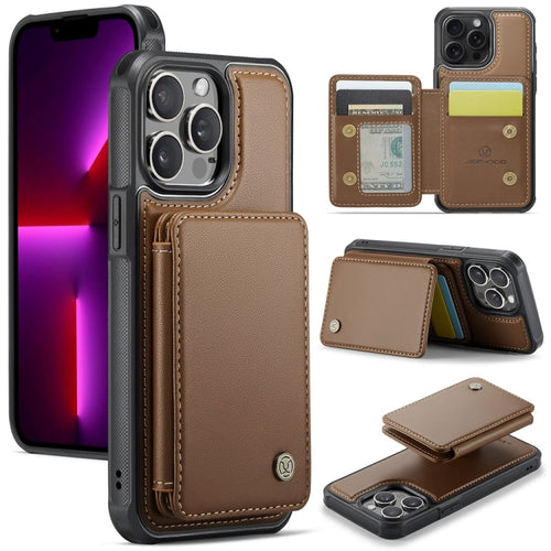 For iPhone 13 Pro Max JEEHOOD J05 Business Magnetic Style RFID Leather Phone Case(Brown) - HoMEdemic™ 