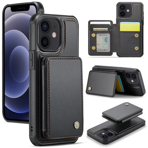 For iPhone 12 / 12 Pro JEEHOOD J05 Business Magnetic Style RFID Leather Phone Case(Black) - HoMEdemic™ 