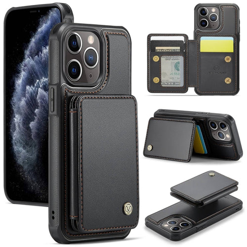 For iPhone 11 Pro JEEHOOD J05 Business Magnetic Style RFID Leather Phone Case(Black) - HoMEdemic™ 