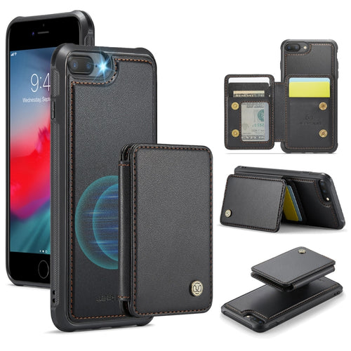 For iPhone 8 Plus / 7 Plus / 6 Plus JEEHOOD J05 Business Magnetic Style RFID Leather Phone Case(Black) - HoMEdemic™ 