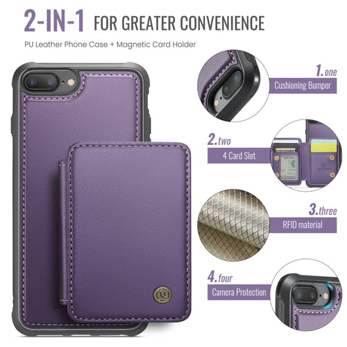 For iPhone 8 Plus / 7 Plus / 6 Plus JEEHOOD J05 Business Magnetic Style RFID Leather Phone Case(Purple) - HoMEdemic™ 