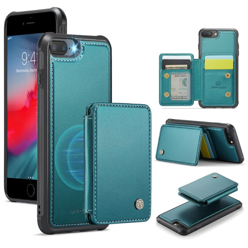 For iPhone 8 Plus / 7 Plus / 6 Plus JEEHOOD J05 Business Magnetic Style RFID Leather Phone Case(Blue Green) - HoMEdemic™ 