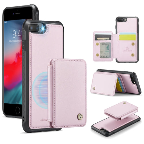 For iPhone 8 Plus / 7 Plus / 6 Plus JEEHOOD J05 Business Magnetic Style RFID Leather Phone Case(Pink) - HoMEdemic™ 