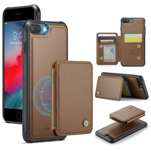 For iPhone 8 Plus / 7 Plus / 6 Plus JEEHOOD J05 Business Magnetic Style RFID Leather Phone Case(Brown) - HoMEdemic™ 