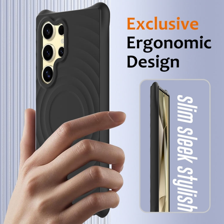For Samsung Galaxy S24 Ultra 5G Wave Texture MagSafe Magnetic Liquid Silicone Phone Case(Black) - HoMEdemic™ 