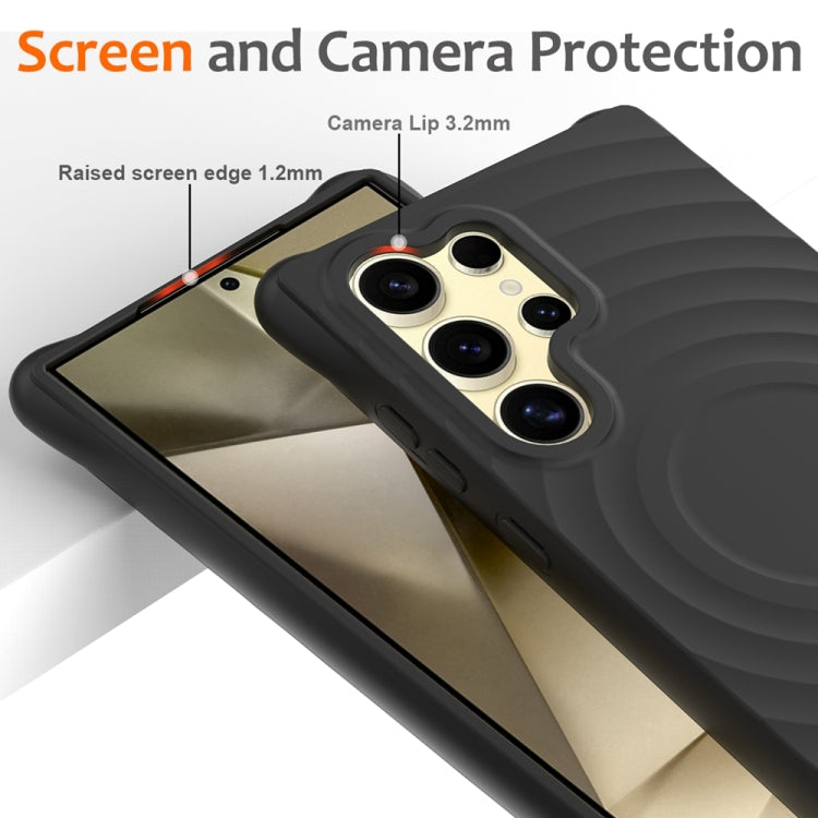 For Samsung Galaxy S24 Ultra 5G Wave Texture MagSafe Magnetic Liquid Silicone Phone Case(Black) - HoMEdemic™ 