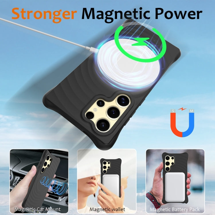For Samsung Galaxy S24 Ultra 5G Wave Texture MagSafe Magnetic Liquid Silicone Phone Case(Black) - HoMEdemic™ 