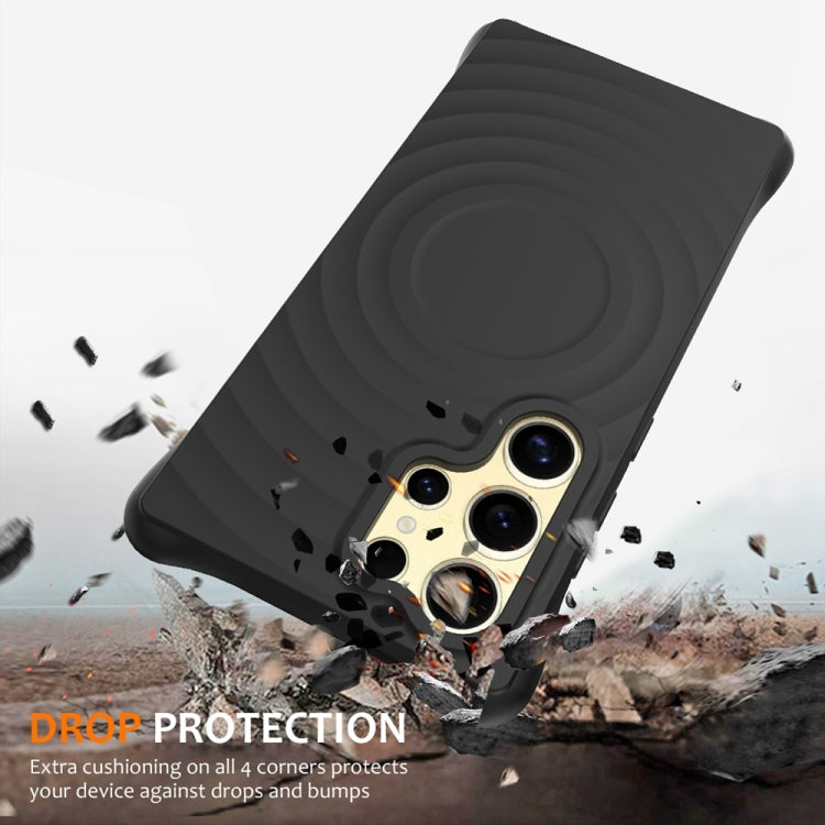 For Samsung Galaxy S24 Ultra 5G Wave Texture MagSafe Magnetic Liquid Silicone Phone Case(Black) - HoMEdemic™ 