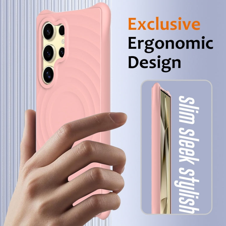 For Samsung Galaxy S24 Ultra 5G Wave Texture MagSafe Magnetic Liquid Silicone Phone Case(Pink) - HoMEdemic™ 