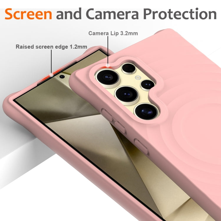 For Samsung Galaxy S24 Ultra 5G Wave Texture MagSafe Magnetic Liquid Silicone Phone Case(Pink) - HoMEdemic™ 