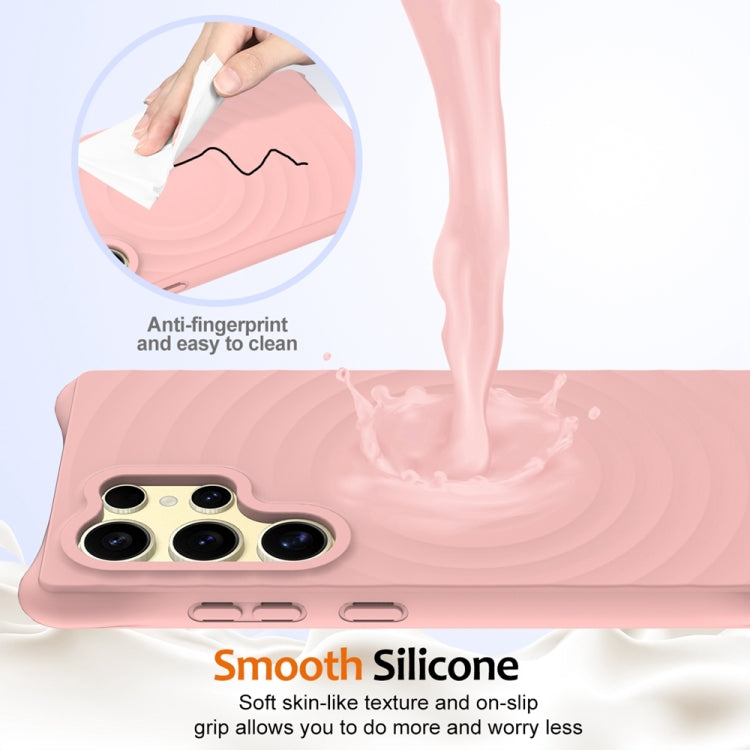 For Samsung Galaxy S24 Ultra 5G Wave Texture MagSafe Magnetic Liquid Silicone Phone Case(Pink) - HoMEdemic™ 