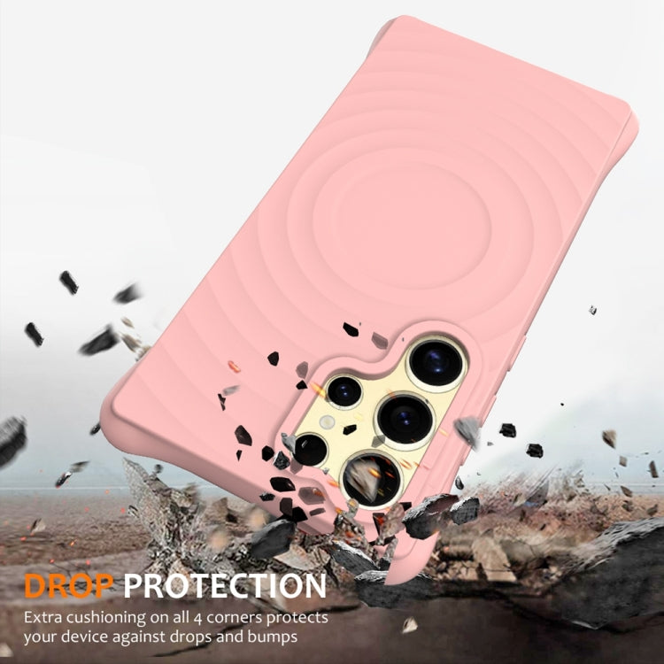 For Samsung Galaxy S24 Ultra 5G Wave Texture MagSafe Magnetic Liquid Silicone Phone Case(Pink) - HoMEdemic™ 