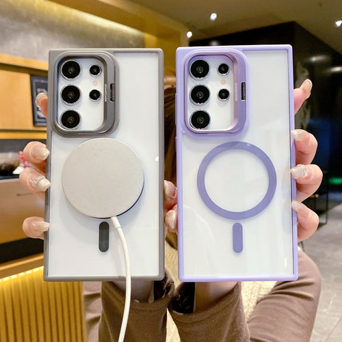 For Samsung Galaxy S24 5G Metal Lens Frame Holder MagSafe Phone Case(Purple) - HoMEdemic™ 