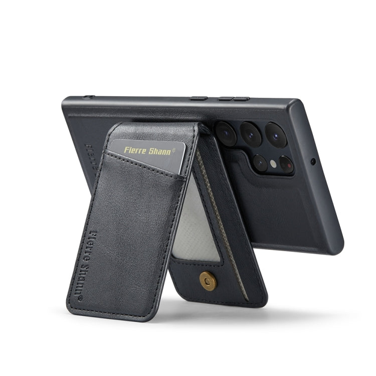 For Samsung Galaxy S24 Ultra 5G Fierre Shann Cowhide Vertical Flip Magnetic Card Holder Phone Case(Black) - HoMEdemic™ 