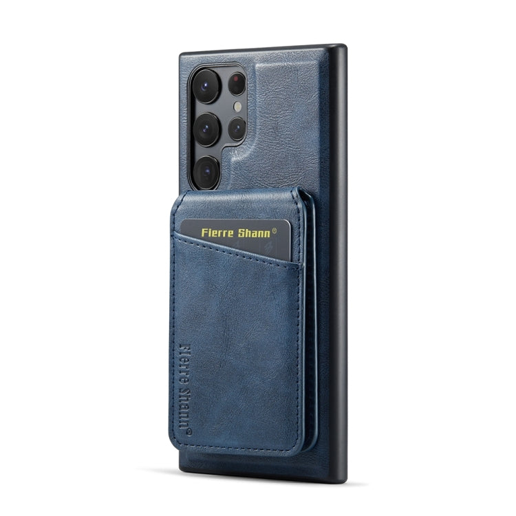 For Samsung Galaxy S24 Ultra 5G Fierre Shann Cowhide Vertical Flip Magnetic Card Holder Phone Case(Blue) - HoMEdemic™ 