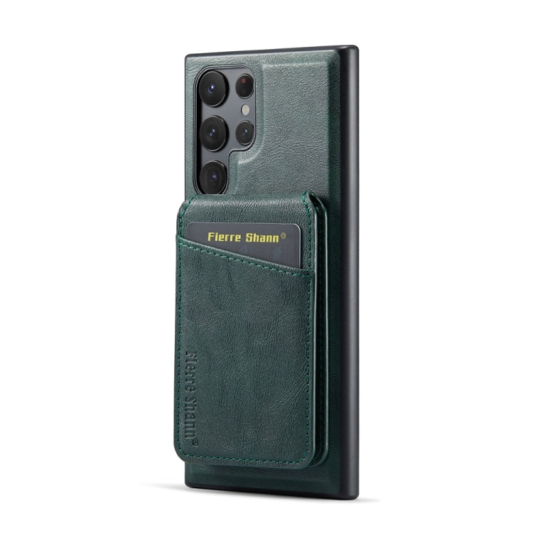 For Samsung Galaxy S24 Ultra 5G Fierre Shann Cowhide Vertical Flip Magnetic Card Holder Phone Case(Green) - HoMEdemic™ 