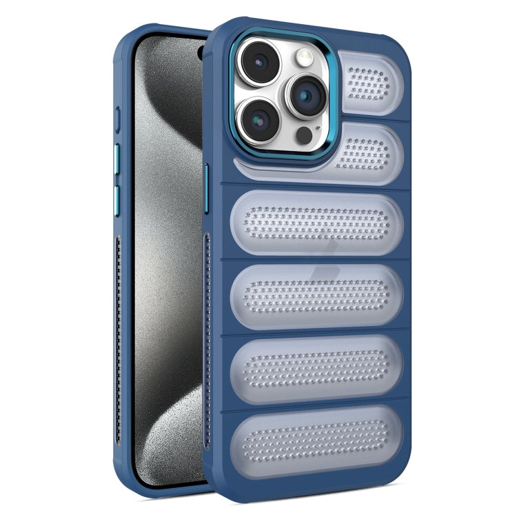 For iPhone 15 Pro Cooling Armor Translucent Mesh Breathable Phone Case(Blue) - HoMEdemic™ 