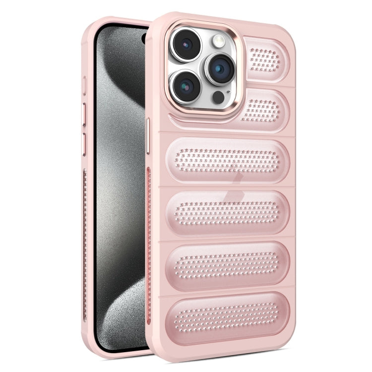 For iPhone 15 Pro Cooling Armor Translucent Mesh Breathable Phone Case(Pink) - HoMEdemic™ 