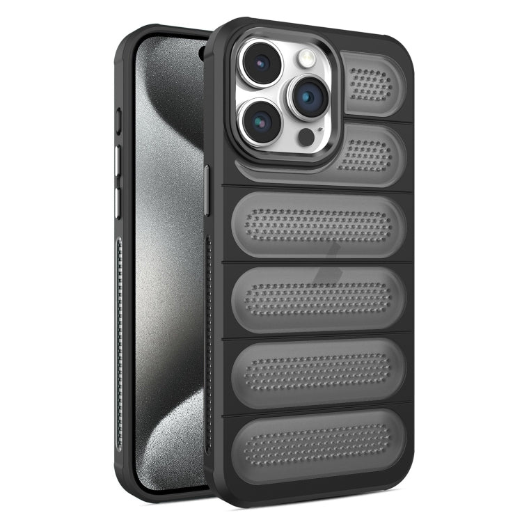 For iPhone 15 Pro Cooling Armor Translucent Mesh Breathable Phone Case(Black) - HoMEdemic™ 
