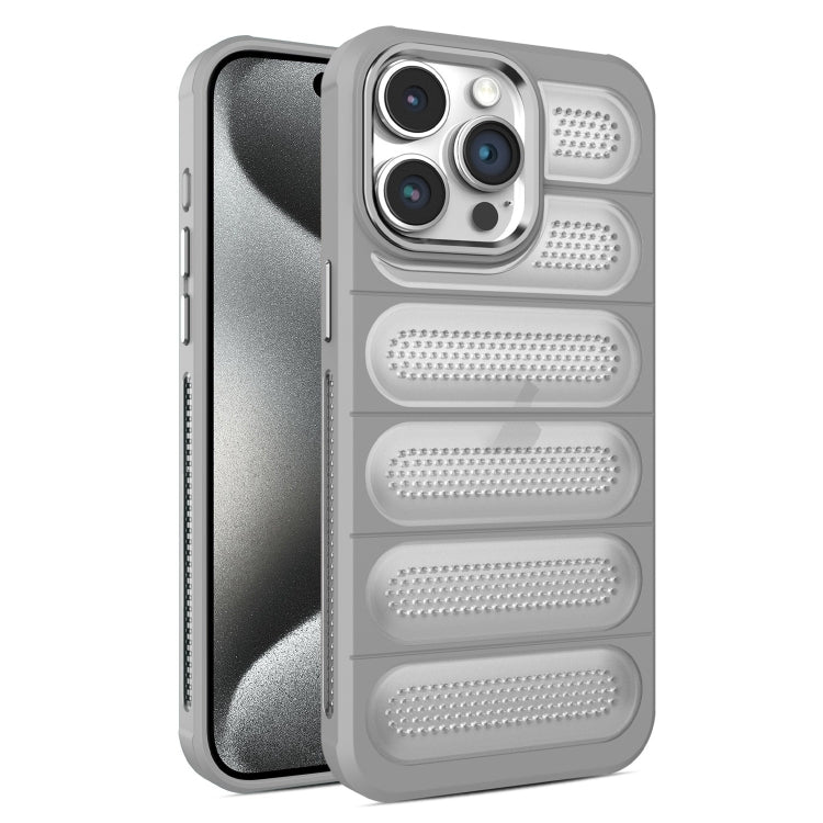 For iPhone 15 Pro Cooling Armor Translucent Mesh Breathable Phone Case(Grey) - HoMEdemic™ 
