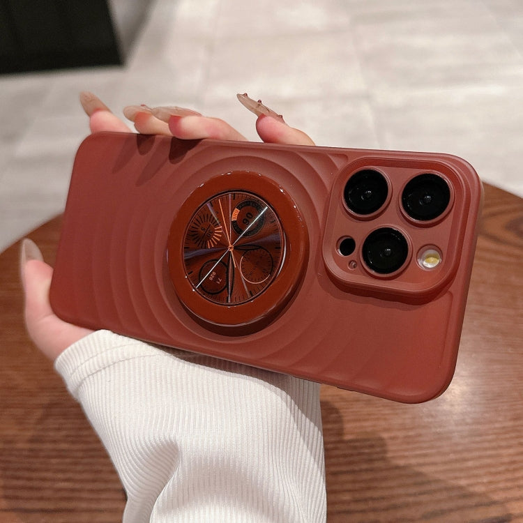 For iPhone 15 Pro Wave Texture PC Shockproof Phone Case with Holder(Maroon Red) - HoMEdemic™ 