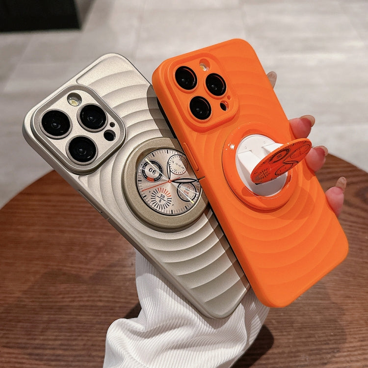 For iPhone 15 Pro Max Wave Texture PC Shockproof Phone Case with Holder(Orange) - HoMEdemic™ 