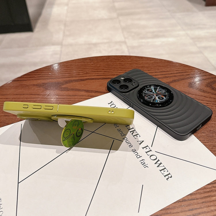 For iPhone 15 Pro Wave Texture PC Shockproof Phone Case with Holder(Cyan) - HoMEdemic™ 