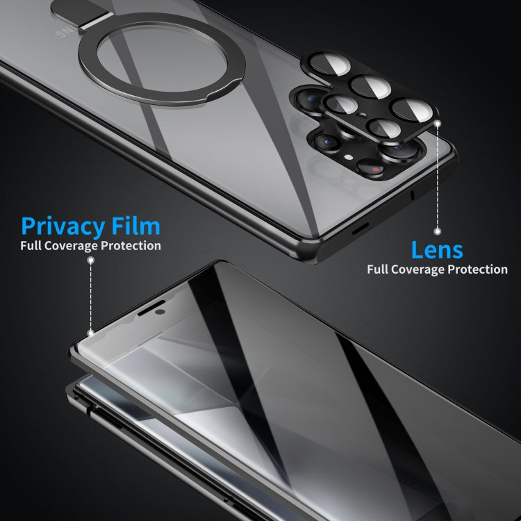 For Samsung Galaxy S24 Ultra 5G MagSafe Magnetic Privacy Frosted Tempered Glass Holder Phone Case(Black) - HoMEdemic™ 