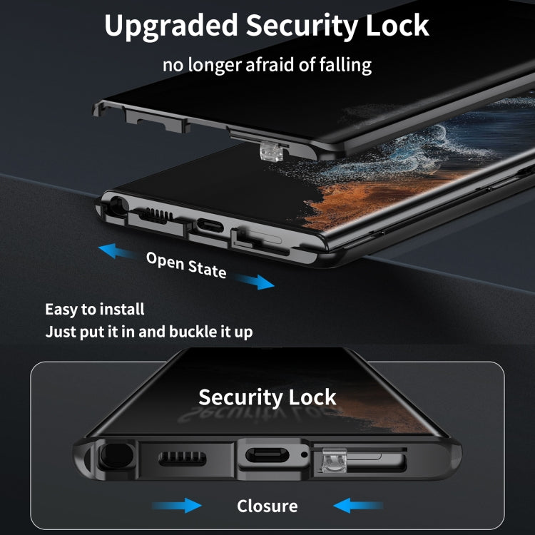 For Samsung Galaxy S24 Ultra 5G MagSafe Magnetic Privacy Frosted Tempered Glass Holder Phone Case(Black) - HoMEdemic™ 